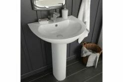 Fritstående Håndvask Med Piedestal Keramik 520x440x190 Mm -TRADEMAX Salg fritstaaende haandvask med piedestal keramik 520x440x190 mm hvid 4073770 1