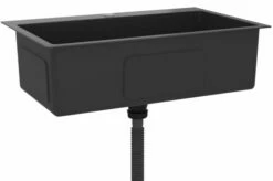 Håndlavet Køkkenvask Med Afløbshul Rustfrit Stål Sort -TRADEMAX Salg haandlavet koekkenvask med afloebshul rustfrit staal sort sort 4462418