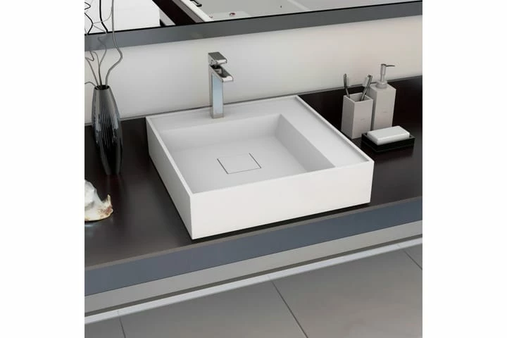 Håndvask 50 X 50 X 12,3 Cm Mineralstøbt/marmorstøbt Hvid 13 Håndvask 50 X 50 X 12,3 Cm Mineralstøbt/marmorstøbt Hvid - Billede 11