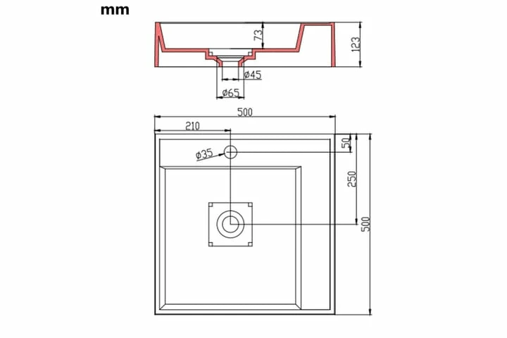 Håndvask 50 X 50 X 12,3 Cm Mineralstøbt/marmorstøbt Hvid 18 Håndvask 50 X 50 X 12,3 Cm Mineralstøbt/marmorstøbt Hvid - Billede 16