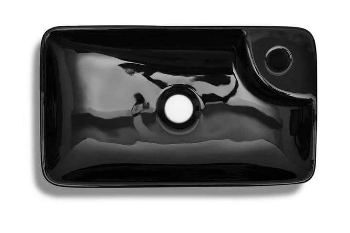 Håndvask I Keramik Til Badeværelse, Hul Til Vandhane, Sort 7 Håndvask I Keramik Til Badeværelse, Hul Til Vandhane, Sort - Billede 5