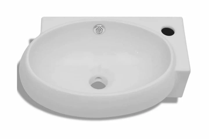 Hjørnehåndvask Overløb Hanehul Keramisk Hvid 13 Hjørnehåndvask Overløb Hanehul Keramisk Hvid - Billede 11