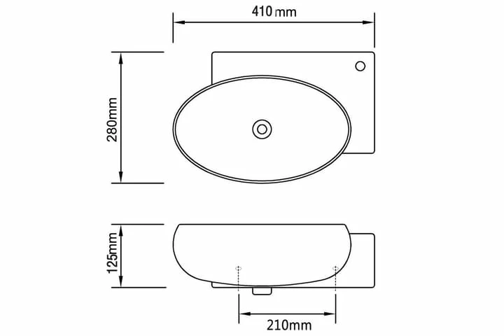 Hjørnehåndvask Overløb Hanehul Keramisk Hvid 3 Hjørnehåndvask Overløb Hanehul Keramisk Hvid