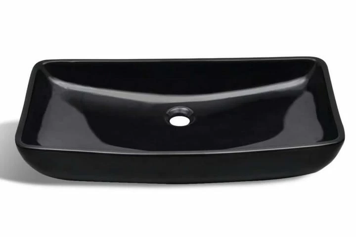 Keramisk Badeværelsesvask Basin Sort Rektangulær 3 Keramisk Badeværelsesvask Basin Sort Rektangulær