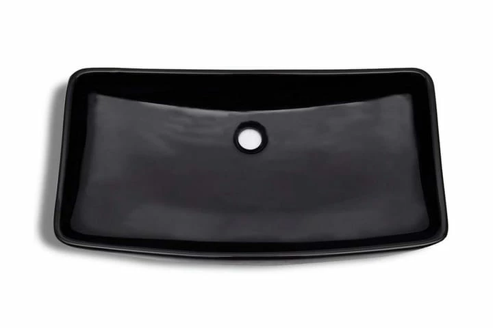 Keramisk Badeværelsesvask Basin Sort Rektangulær 6 Keramisk Badeværelsesvask Basin Sort Rektangulær - Billede 4