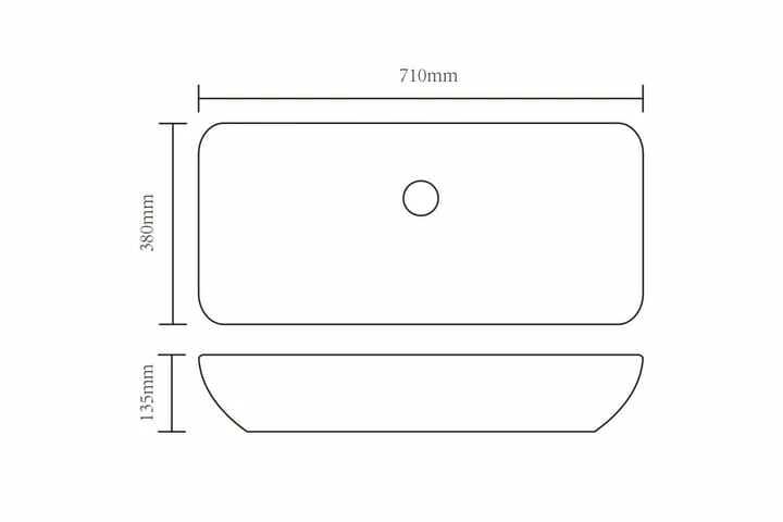 Keramisk Badeværelsesvask Basin Sort Rektangulær 12 Keramisk Badeværelsesvask Basin Sort Rektangulær - Billede 10