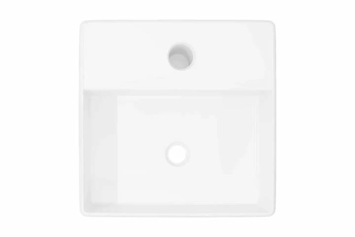 Keramisk Håndvask Med Vandhanehul Hvid Firkantet 6 Keramisk Håndvask Med Vandhanehul Hvid Firkantet - Billede 4