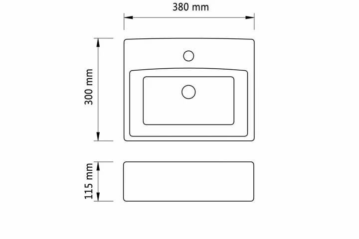 Keramisk Håndvask Med Vandhanehul Hvid Firkantet 14 Keramisk Håndvask Med Vandhanehul Hvid Firkantet - Billede 12