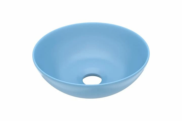 Keramisk Håndvask Til Badeværelse Rund Lyseblå 11 Keramisk Håndvask Til Badeværelse Rund Lyseblå - Billede 9