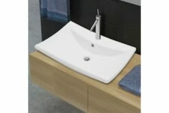 Keramisk Rektangulær Håndvask M. Overløb & Hul Til Hane -TRADEMAX Salg keramisk rektangulaer haandvask m overloeb hul til hane hvid 4073099 1