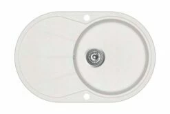 Køkkenvask Enkelt Vask Oval Granit Sort -TRADEMAX Salg koekkenvask granit enkelt vask oval hvid hvid 4449066