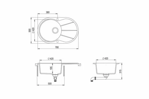 Køkkenvask Granit Enkelt Vask Oval Hvid -TRADEMAX Salg koekkenvask granit enkelt vask oval hvid hvid 4455912