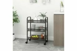 Køkkenvogn Med 3 Hylder 46x26x64 Cm Jern Sort