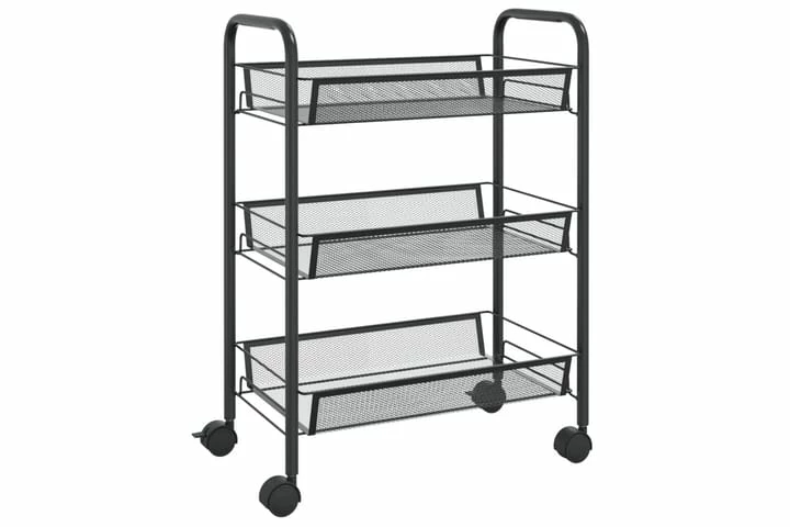 Køkkenvogn Med 3 Hylder 46x26x64 Cm Jern Sort 11 Køkkenvogn Med 3 Hylder 46x26x64 Cm Jern Sort - Billede 9