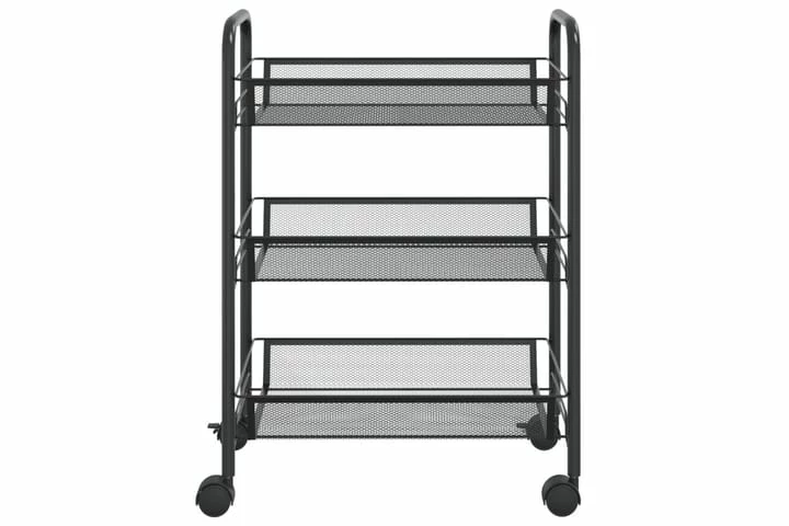 Køkkenvogn Med 3 Hylder 46x26x64 Cm Jern Sort 9 Køkkenvogn Med 3 Hylder 46x26x64 Cm Jern Sort - Billede 7