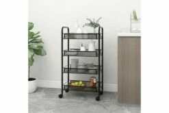 Køkkenvogn Med 4 Hylder 46x26x85 Cm Jern Sort 21 Køkkenvogn Med 4 Hylder 46x26x85 Cm Jern Sort -TRADEMAX Salg koekkenvogn med 4 hylder 46x26x85 cm jern sort sort 3892577 1