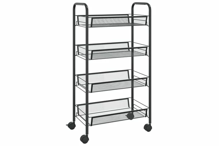 Køkkenvogn Med 4 Hylder 46x26x85 Cm Jern Sort 3 Køkkenvogn Med 4 Hylder 46x26x85 Cm Jern Sort