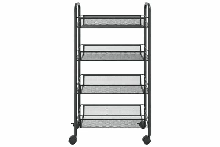 Køkkenvogn Med 4 Hylder 46x26x85 Cm Jern Sort 6 Køkkenvogn Med 4 Hylder 46x26x85 Cm Jern Sort - Billede 4