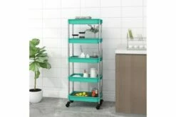 Køkkenvogn Med 5 Hylder 40x22x116 Cm Jern Og ABS Turkis