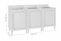 Kommerciel Køkkenvask Med Skabe 3 Stk. Rustfrit Stål -TRADEMAX Salg kommerciel koekkenvask med skabe 3 stk rustfrit staal 4247307 1