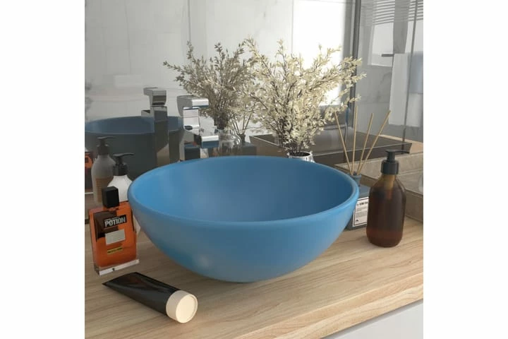 Luksuriøs Håndvask 32,5x14 Cm Rund Keramisk Mat Lyseblå 13 Luksuriøs Håndvask 32,5x14 Cm Rund Keramisk Mat Lyseblå - Billede 11