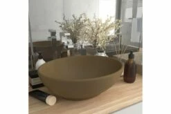 Luksuriøs Håndvask 40x33 Cm Keramisk Oval Mat Cremefarvet -TRADEMAX Salg luksurioes haandvask 40x33 cm keramisk oval mat cremefarvet 4246929 1