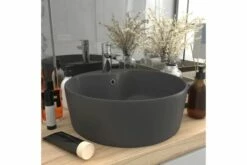 Luksuriøs Håndvask Med Overløb 36x13 Cm Keramik Mat Mørkegrå -TRADEMAX Salg luksurioes haandvask med overloeb 36x13 cm keramik mat moerkegraa 2166874 1