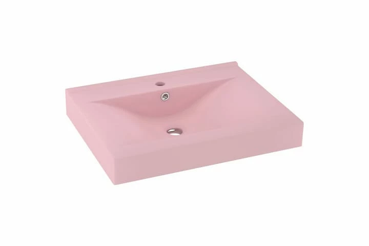 Luksuriøs Håndvask Med Vandhanehul 60x46cm Keramisk Mat Pink 4 Luksuriøs Håndvask Med Vandhanehul 60x46cm Keramisk Mat Pink - Billede 2