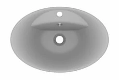 Luksuriøs Håndvask Overløb 58,5x39 Cm Keramik Oval Lysegrå