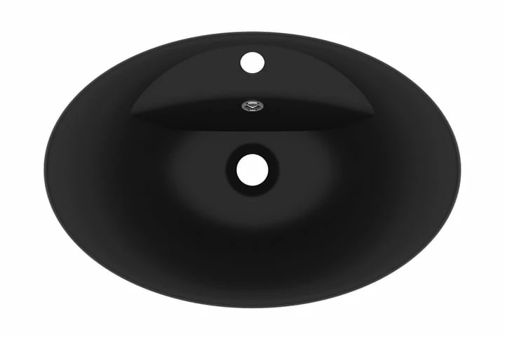 Luksuriøs Håndvask Overløb 58,5x39 Cm Keramik Oval Mat Sort 5 Luksuriøs Håndvask Overløb 58,5x39 Cm Keramik Oval Mat Sort - Billede 3