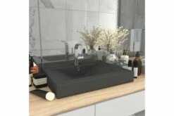 Luksuriøs Håndvask Vandhanehul 60x46 Cm Keramik Mat Mørkegrå -TRADEMAX Salg luksurioes haandvask vandhanehul 60x46 cm keramik mat moerkegraa 4076786 1