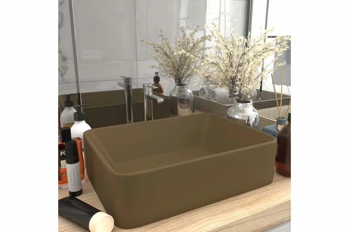 Luksushåndvask 41x30x12 Cm Keramik Mat Cremefarvet 11 Luksushåndvask 41x30x12 Cm Keramik Mat Cremefarvet - Billede 9