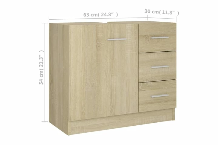 Vaskeskab 63x30x54 Cm Spånplade Sonoma-eg 16 Vaskeskab 63x30x54 Cm Spånplade Sonoma-eg - Billede 14