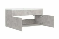 Vaskeskab Med Indbygget Håndvask Spånplade Betongrå 39 Vaskeskab Med Indbygget Håndvask Spånplade Betongrå -TRADEMAX Salg vaskeskab med indbygget haandvask spaanplade betongraa graa 3341196 1