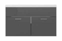 Vaskeskab Med Indbygget Håndvask Spånplade Grå Højglans -TRADEMAX Salg vaskeskab med indbygget haandvask spaanplade graa hoejglans graa 3331257 1