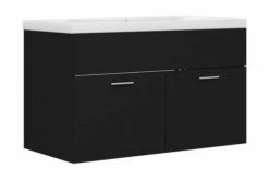 Vaskeskab Med Indbygget Håndvask Spånplade Sort -TRADEMAX Salg vaskeskab med indbygget haandvask spaanplade sort sort 3340717 1