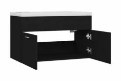 Vaskeskab Med Indbygget Håndvask Spånplade Sort -TRADEMAX Salg vaskeskab med indbygget haandvask spaanplade sort sort 3340719 1