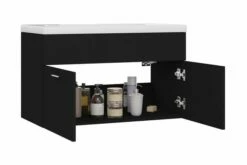 Vaskeskab Med Indbygget Håndvask Spånplade Sort -TRADEMAX Salg vaskeskab med indbygget haandvask spaanplade sort sort 3340720